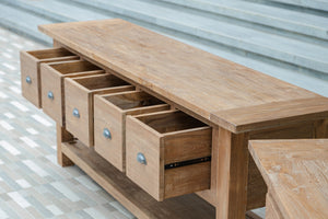 Rustic Teak Sideboard with Drawers – Reclaimed Solid Wood 200 / 250 cm