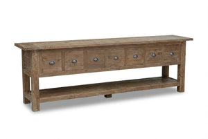 Rustic Teak Sideboard with Drawers – Reclaimed Solid Wood 200 / 250 cm