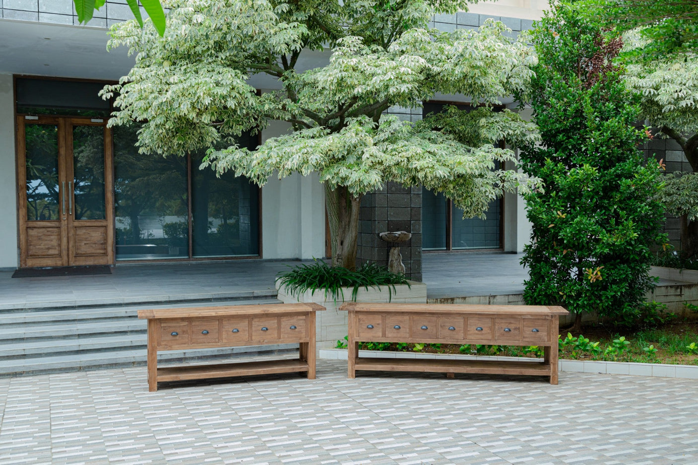 Rustic Teak Sideboard with Drawers – Reclaimed Solid Wood 200 / 250 cm
