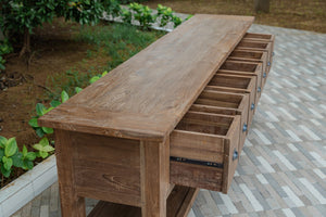 Rustic Teak Sideboard with Drawers – Reclaimed Solid Wood 200 / 250 cm