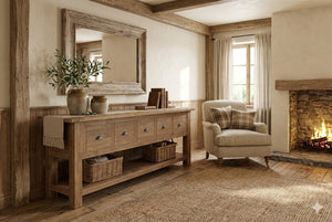 Rustic Teak Sideboard with Drawers – Reclaimed Solid Wood 200 / 250 cm