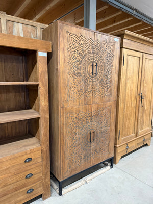 Teak cabinet carving - 100x40x220cm