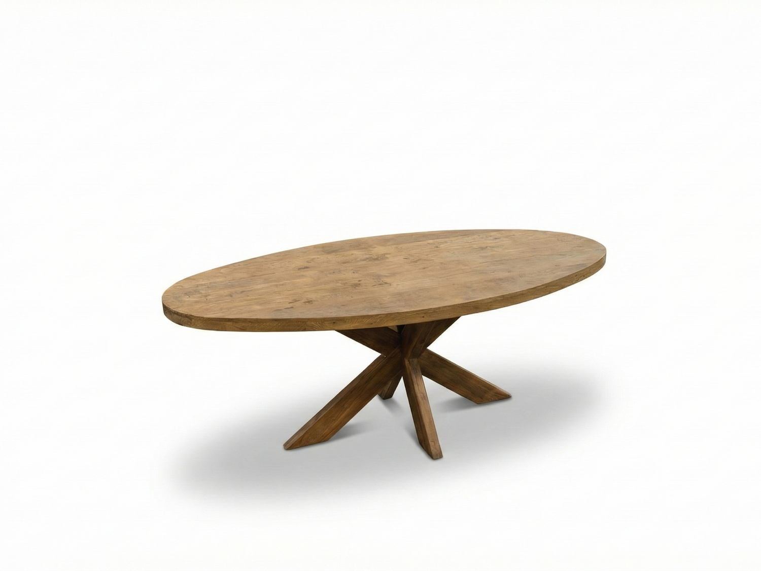 Oval Teak Dining Table 200×100 cm – Reclaimed Teak with Spider Base