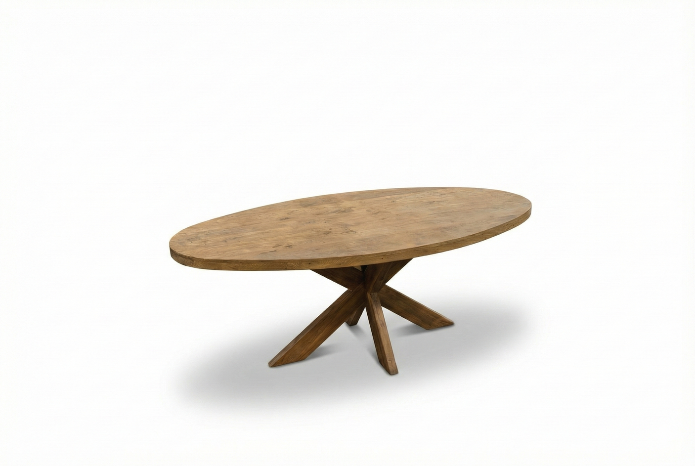 Oval Teak Dining Table 200×100 cm – Reclaimed Teak with Spider Base
