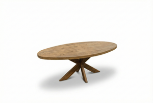 Oval Teak Dining Table 200×100 cm – Reclaimed Teak with Spider Base