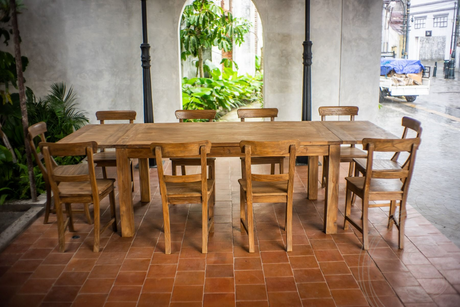Extendable teak table set 180 + 10 chairs