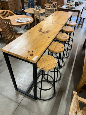 Bar table and 5 stools 240x50x105cm