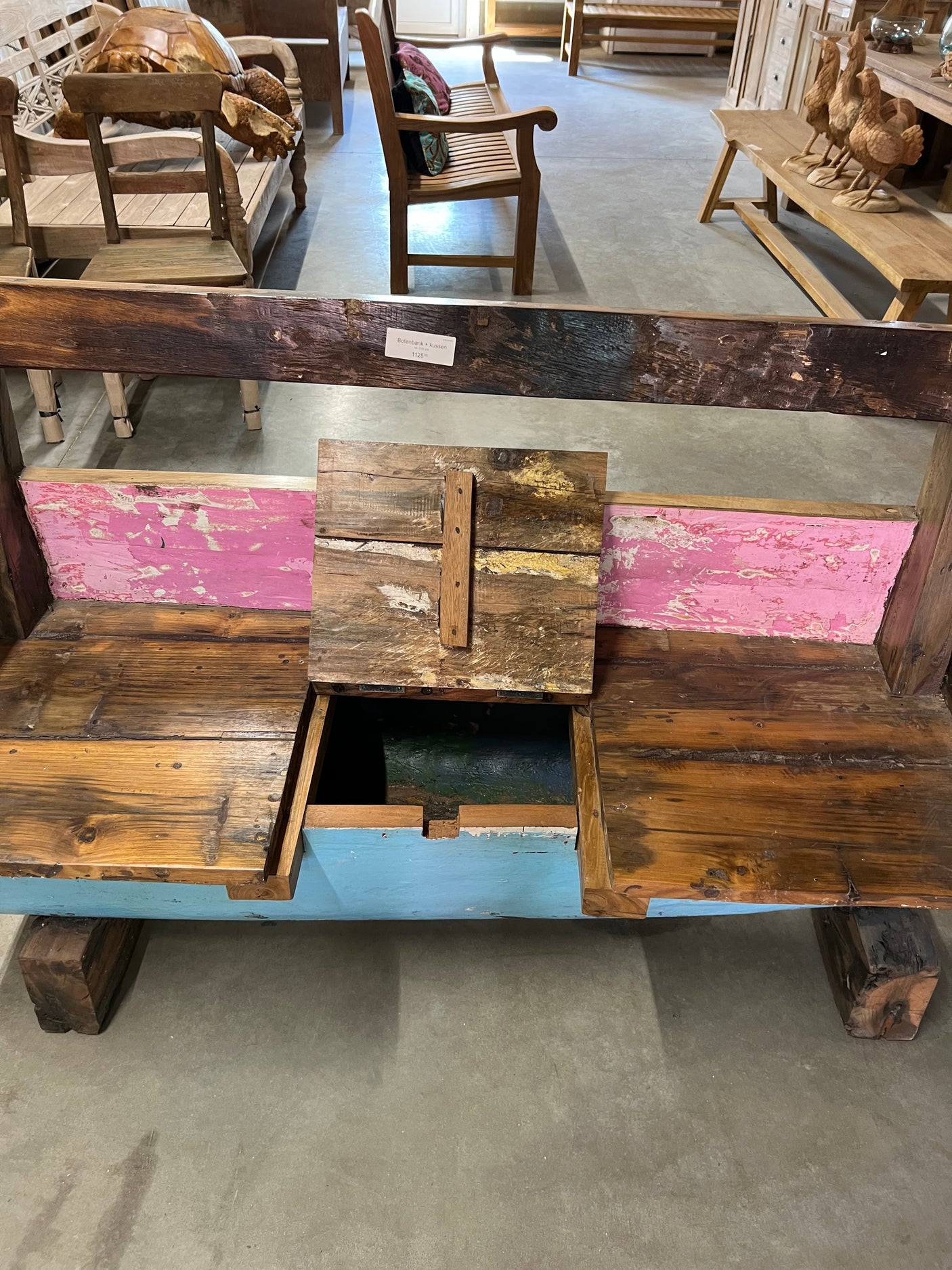 Boat bench with cushion 212x55x100cm