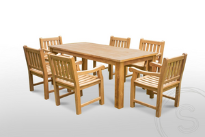 Teak garden table 200 x 90 + 6 garden chairs elephant