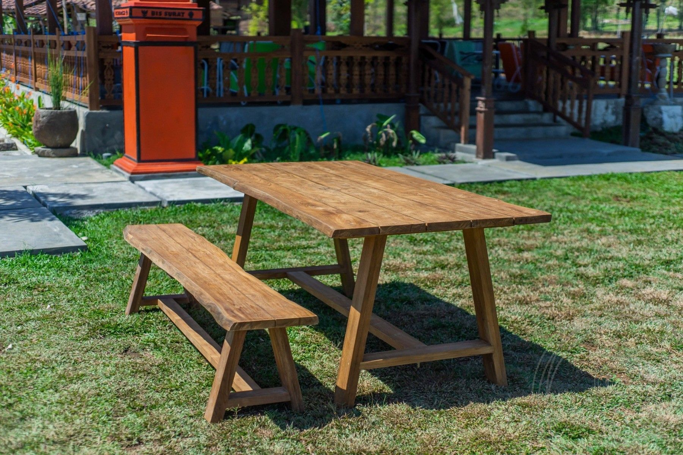 Teak garden table Java 200 x 100 + teak garden bench Java 200
