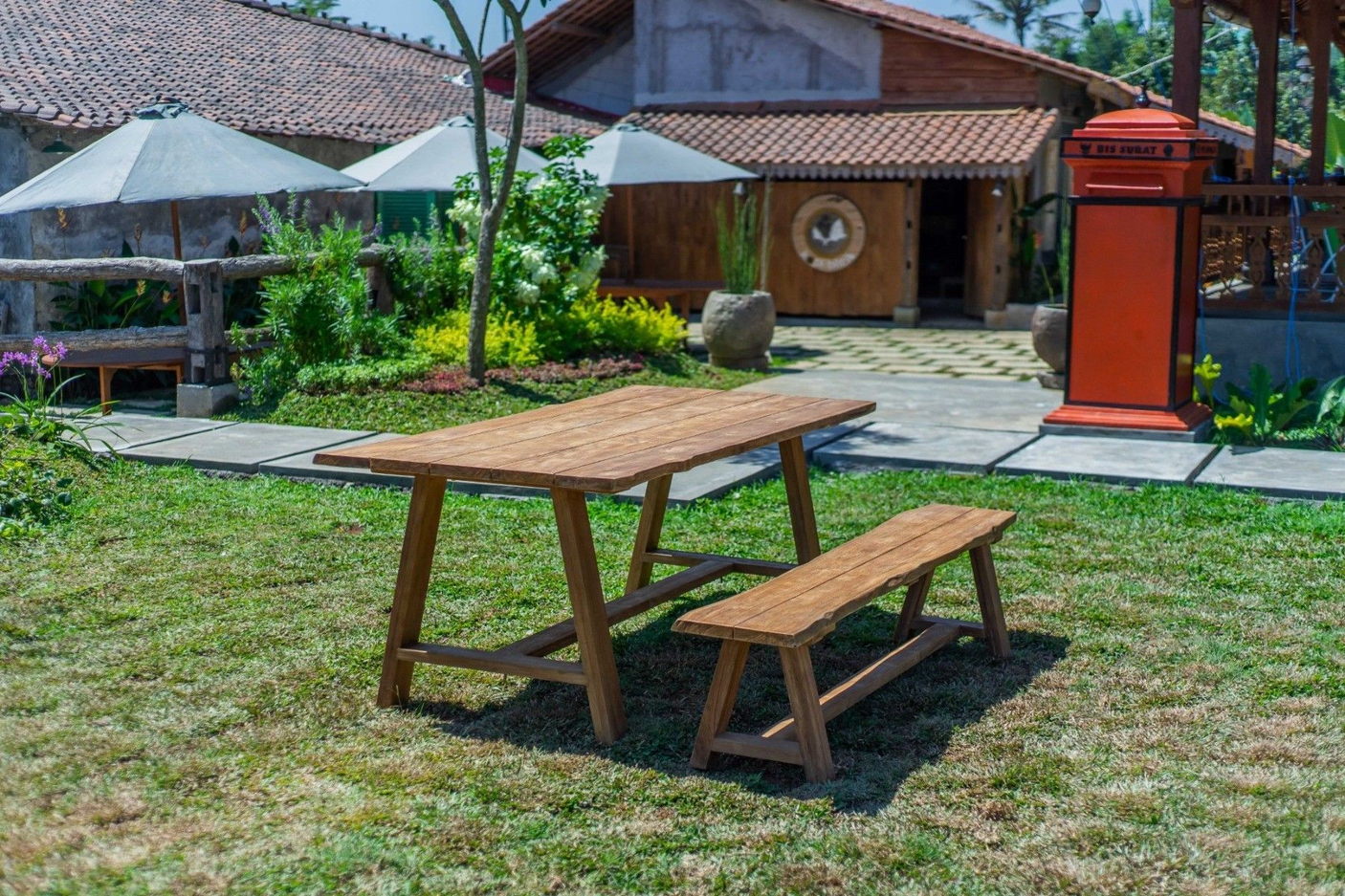 Teak garden table Java 200 x 100 + teak garden bench Java 200
