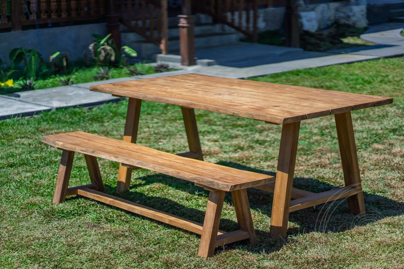Teak garden table Java 200 x 100 + teak garden bench Java 200
