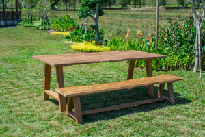 Teak garden table Java 220 x 100 + teak garden bench Java 220
