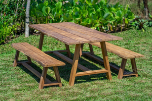 Teak garden table Java 220 x 100 + teak garden bench Java 220

