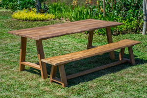 Teak garden table Java 220 x 100 + teak garden bench Java 220
