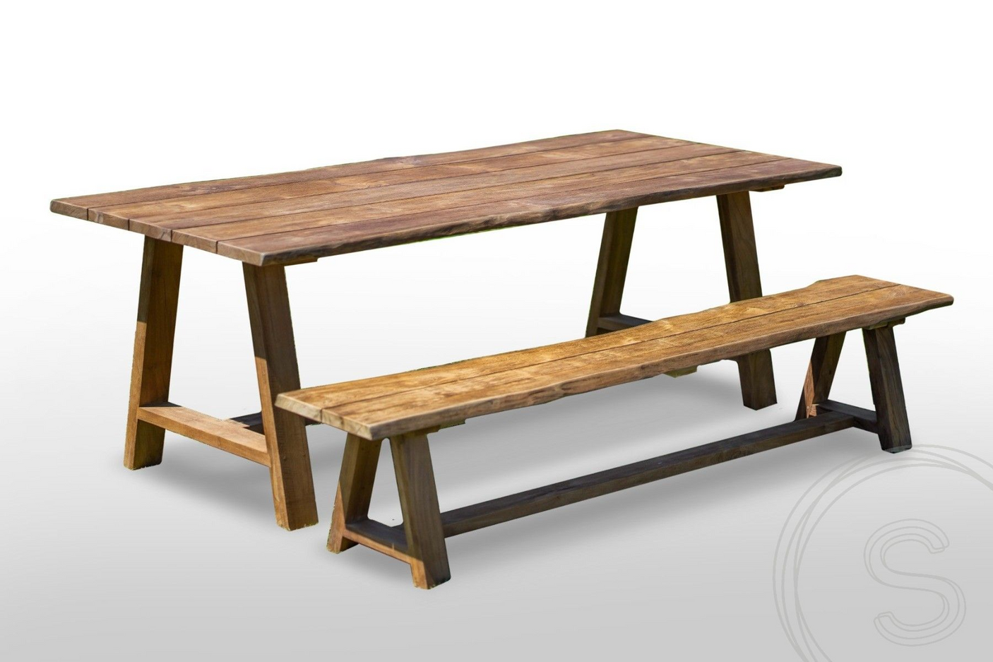 Teak garden table Java 220 x 100 + teak garden bench Java 220
