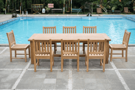 Teak garden table mammoth 250 + 8 beaufort chairs without armrest
