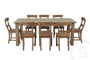Teak table extendable 200-250-300x100 + 12 chairs
