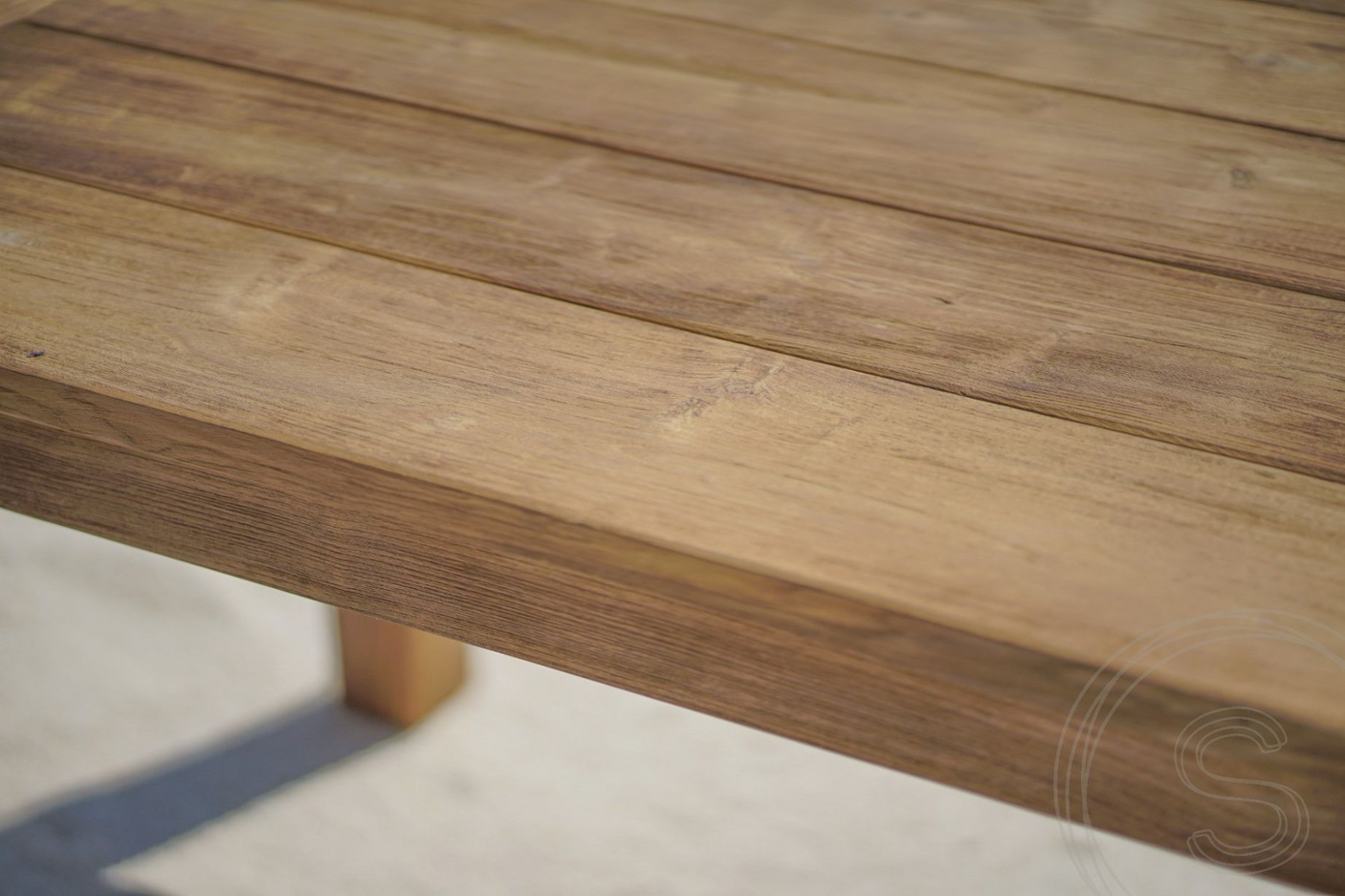 Teak garden table 200 x 90 + 6 garden chairs stacking