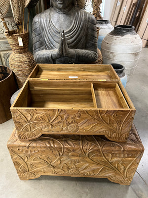 Teak flower chest M - 80x40x39cm