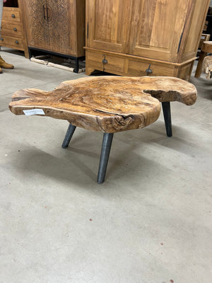 Teak root coffee table steel base - 105x60x40cm