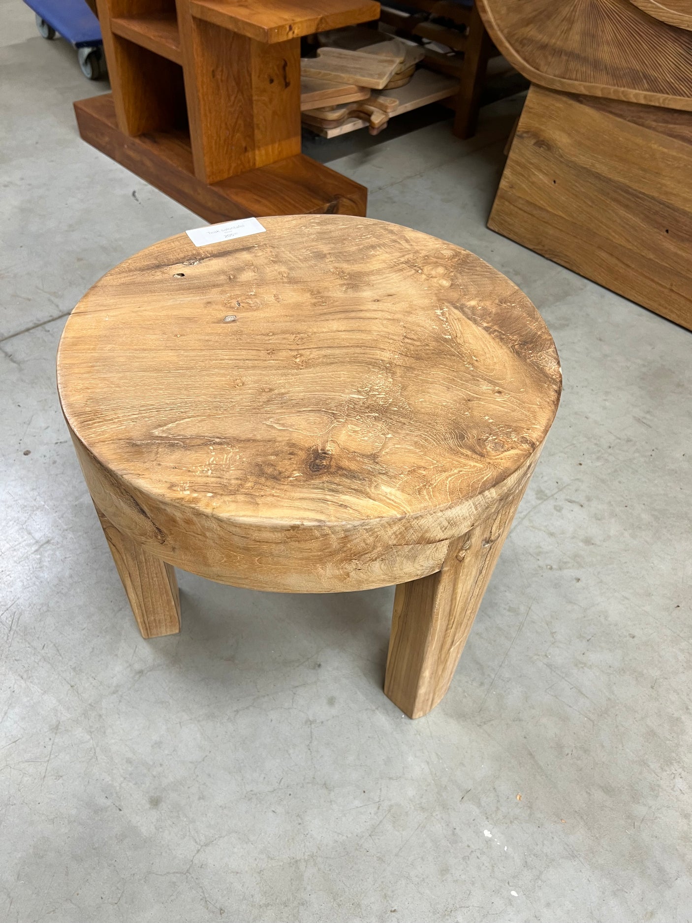 Teak coffee table wooden base 50cm diameter - 50x50x46cm