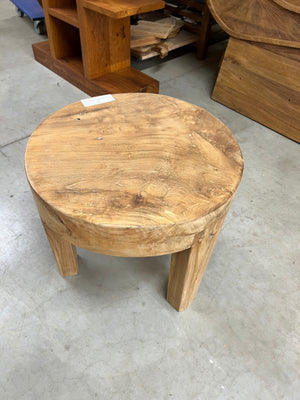 Teak coffee table wooden base 50cm diameter - 50x50x46cm