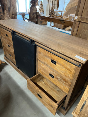 Teak sideboard reclaimed wood with steel - 180x50x90cm