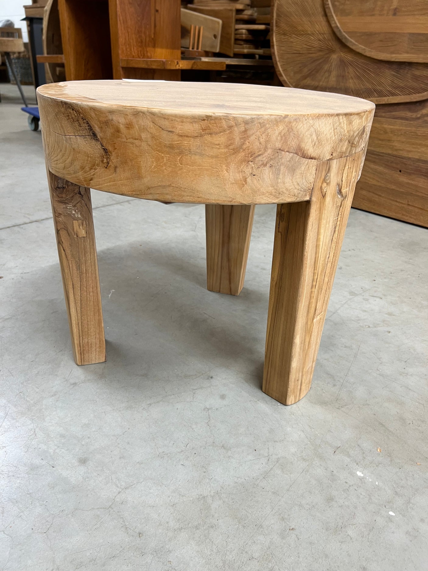 Teak coffee table wooden base 50cm diameter - 50x50x46cm