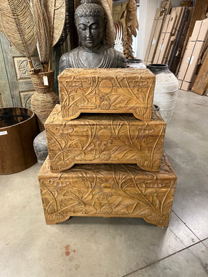 Teak flower chest S - 60x30x29cm