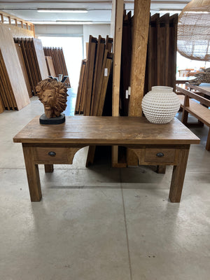 Teak desk with drawers reclaimed wood - 180x90x80cm