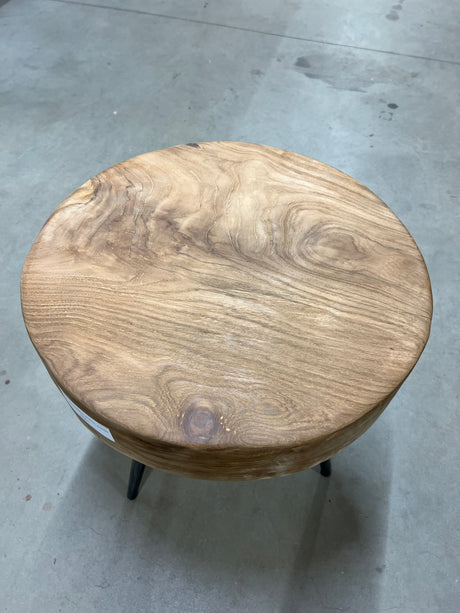 Teak coffee table steel base 50cm diameter - 50x50x55cm