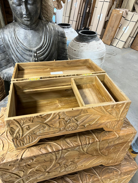Teak flower chest S - 60x30x29cm