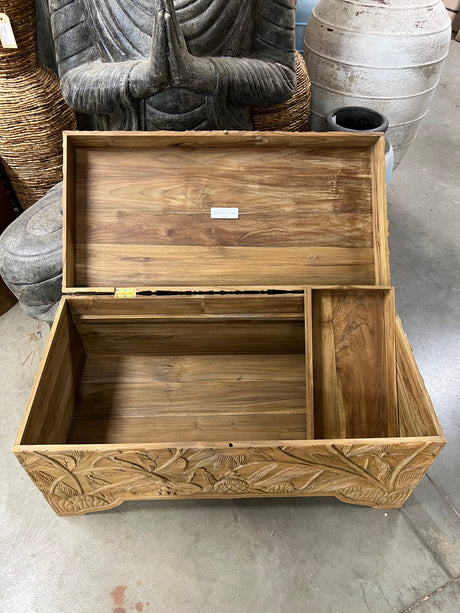 Teak flower chest L - 100x50x50cm