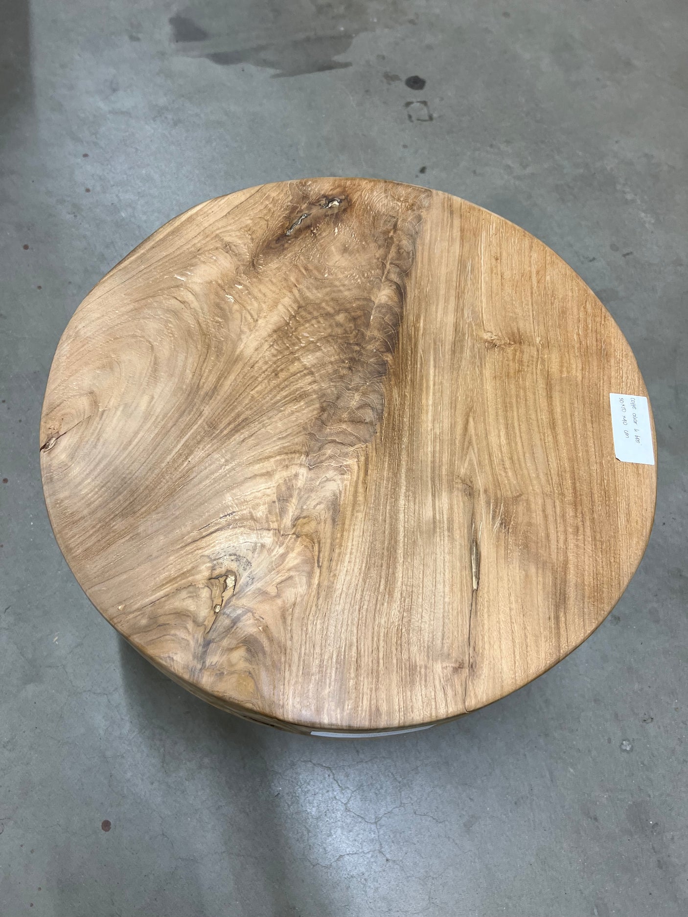 Teak coffee table steel base 50cm diameter - 50x50x40cm