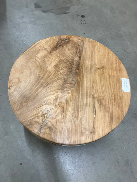 Teak coffee table steel base 50cm diameter - 50x50x40cm