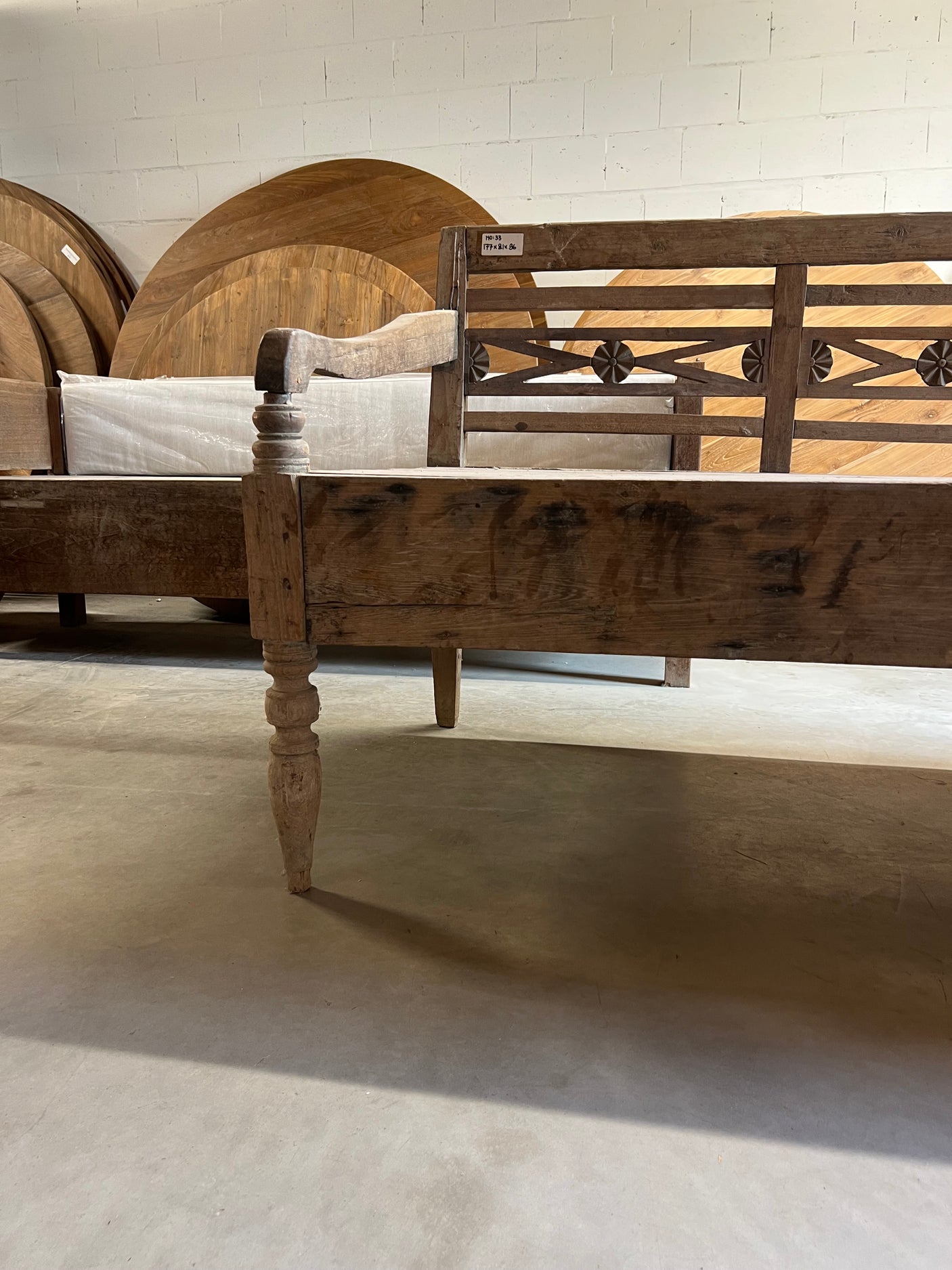 Teak lounge station bench antique - 177x81x96cm