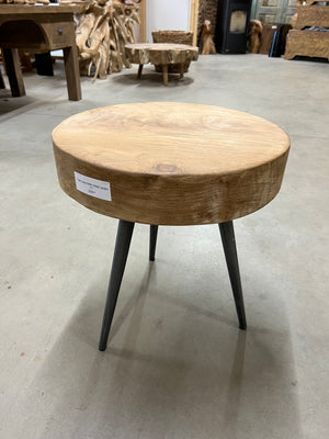 Teak coffee table steel base 50cm diameter - 50x50x55cm