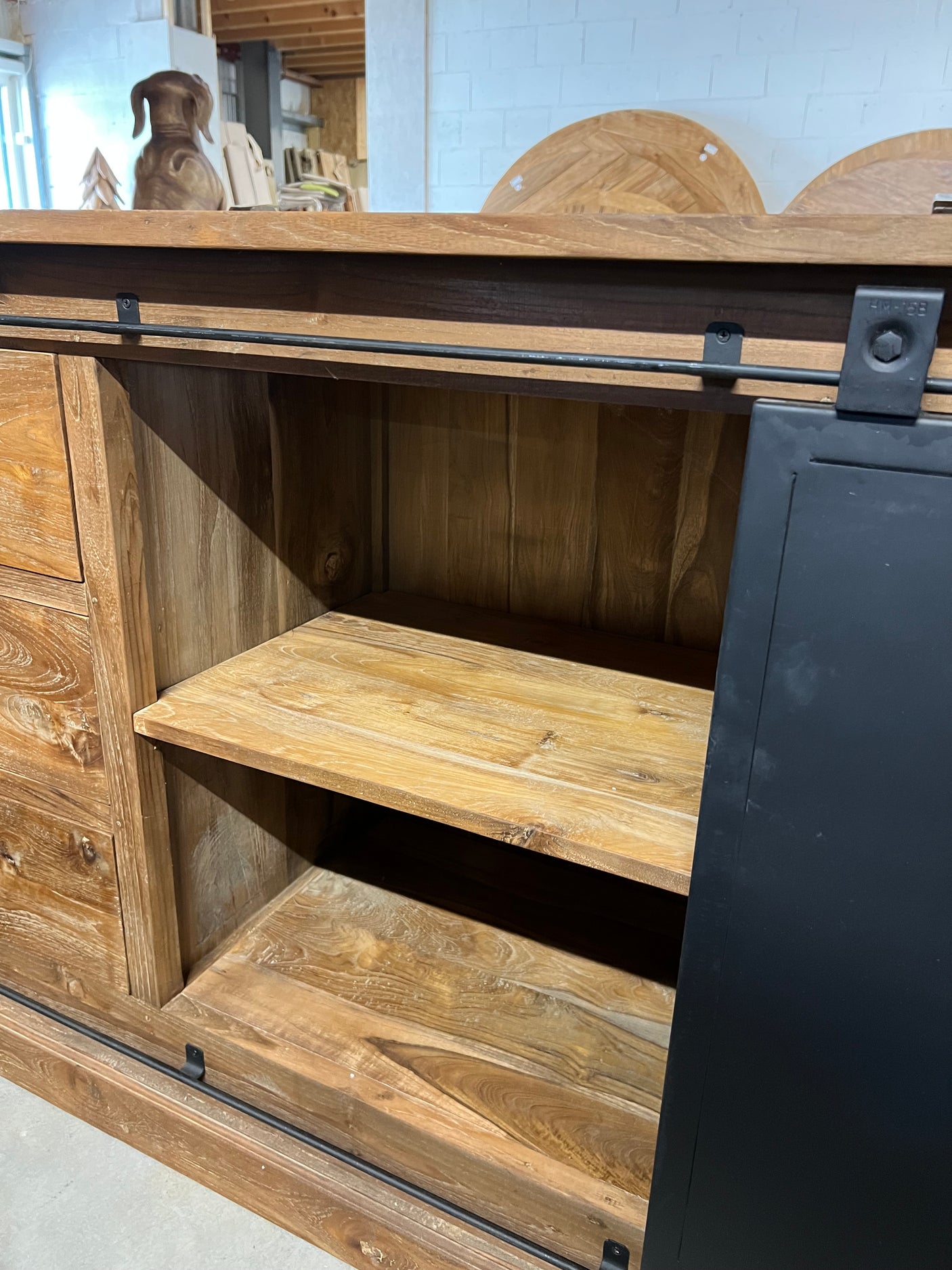 Teak sideboard reclaimed wood with steel - 180x50x90cm