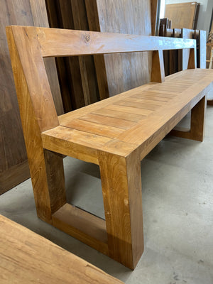 Teak bench with backrest - 280x45x80cm