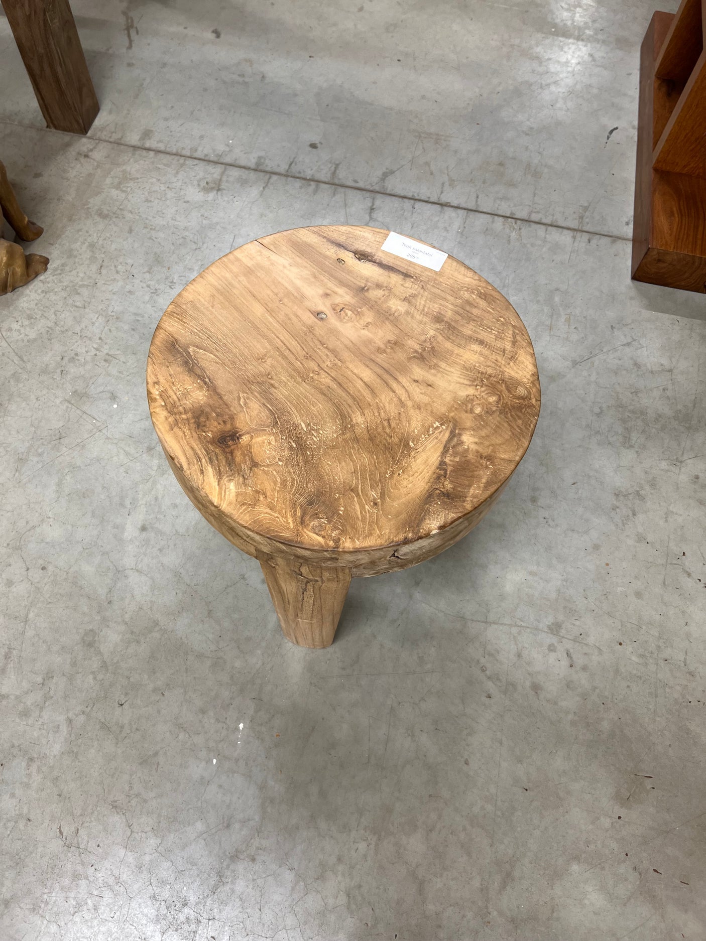 Teak coffee table wooden base 50cm diameter - 50x50x46cm
