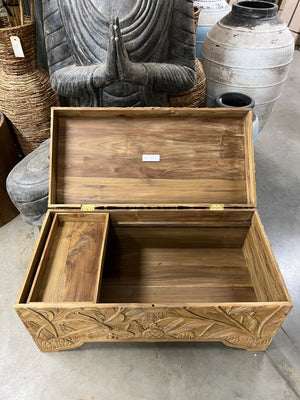 Teak flower chest L - 100x50x50cm