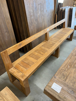 Teak bench with backrest - 280x45x80cm