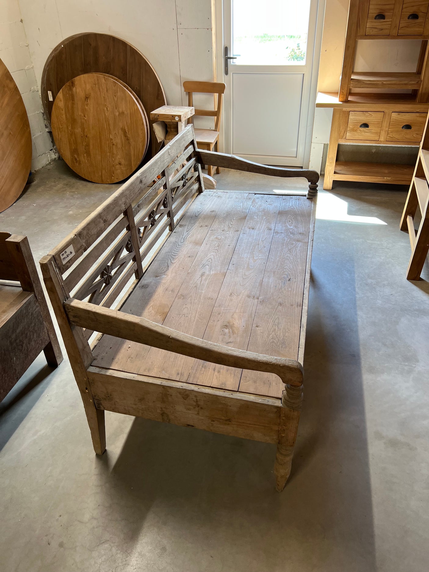 Teak lounge station bench antique - 177x81x96cm