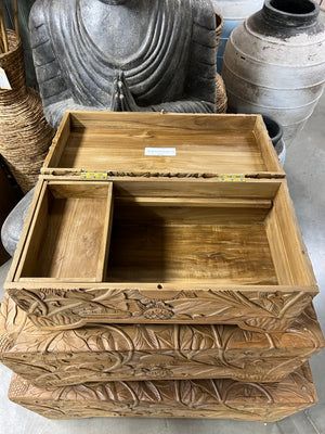 Teak flower chest S - 60x30x29cm
