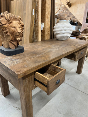 Teak desk with drawers reclaimed wood - 180x90x80cm