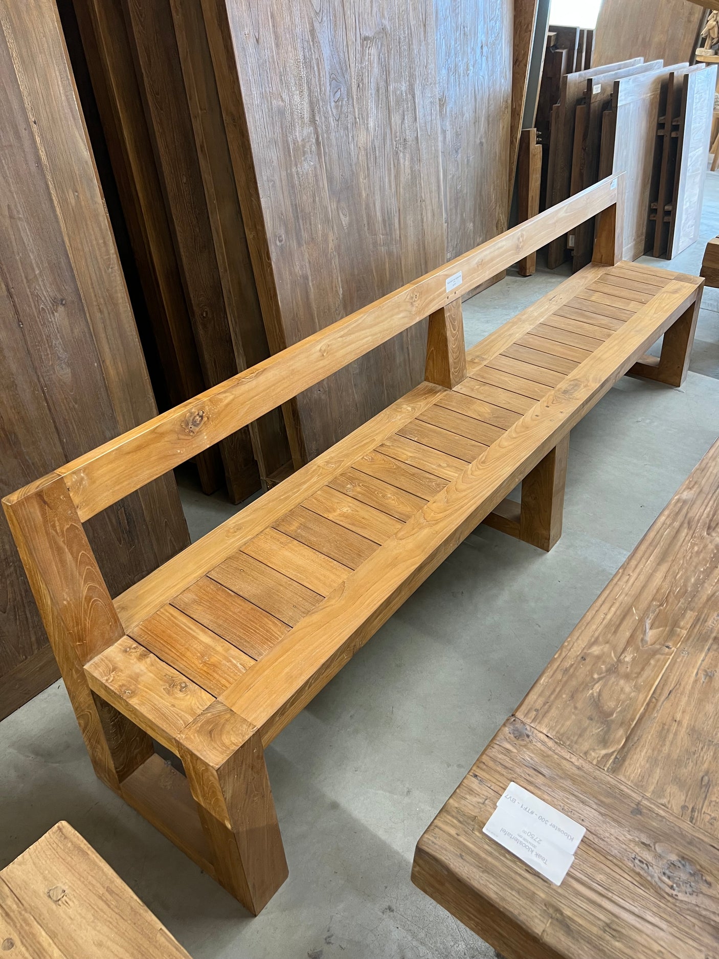 Teak bench with backrest - 280x45x80cm
