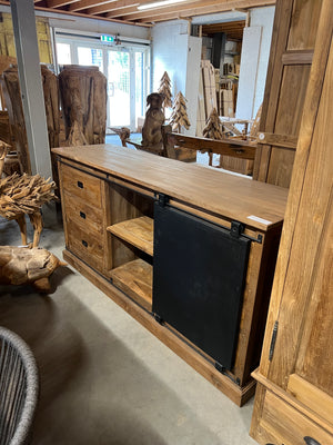Teak sideboard reclaimed wood with steel - 180x50x90cm