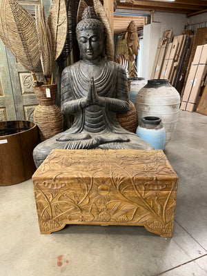 Teak flower chest L - 100x50x50cm