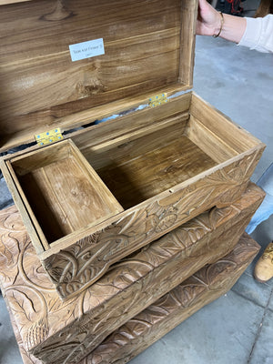 Teak flower chest S - 60x30x29cm